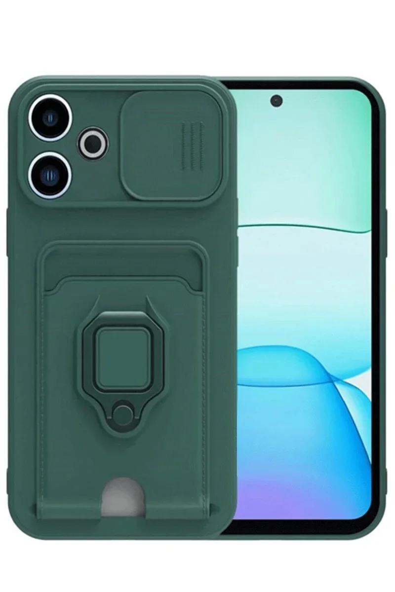 Xiaomi Redmi 13 4G Kılıf Zuma Kartvizitli Yüzüklü Silikon - Yeşil Xiaomi Redmi 13 4G Kılıf Zuma Kartvizitli Yüzüklü Silikon - Yeşil