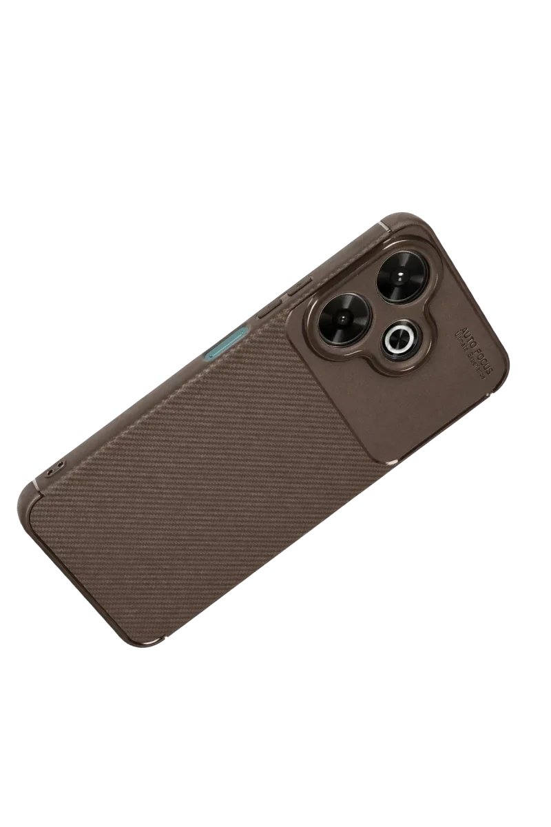 Xiaomi Redmi 13 4G Kılıf Auto Focus Karbon Kapak - Kahverengi