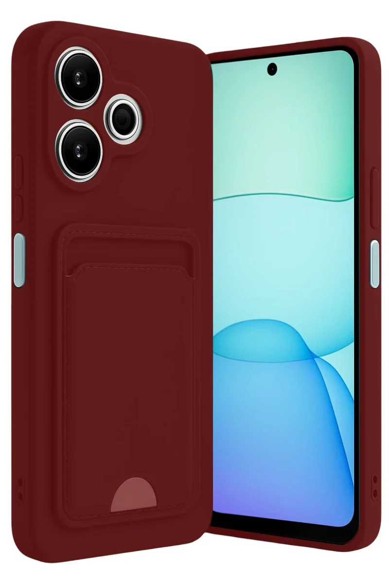 Xiaomi Redmi 13 4G Kılıf Kelvin Kartvizitli Silikon - Bordo Xiaomi Redmi 13 4G Kılıf Kelvin Kartvizitli Silikon - Bordo