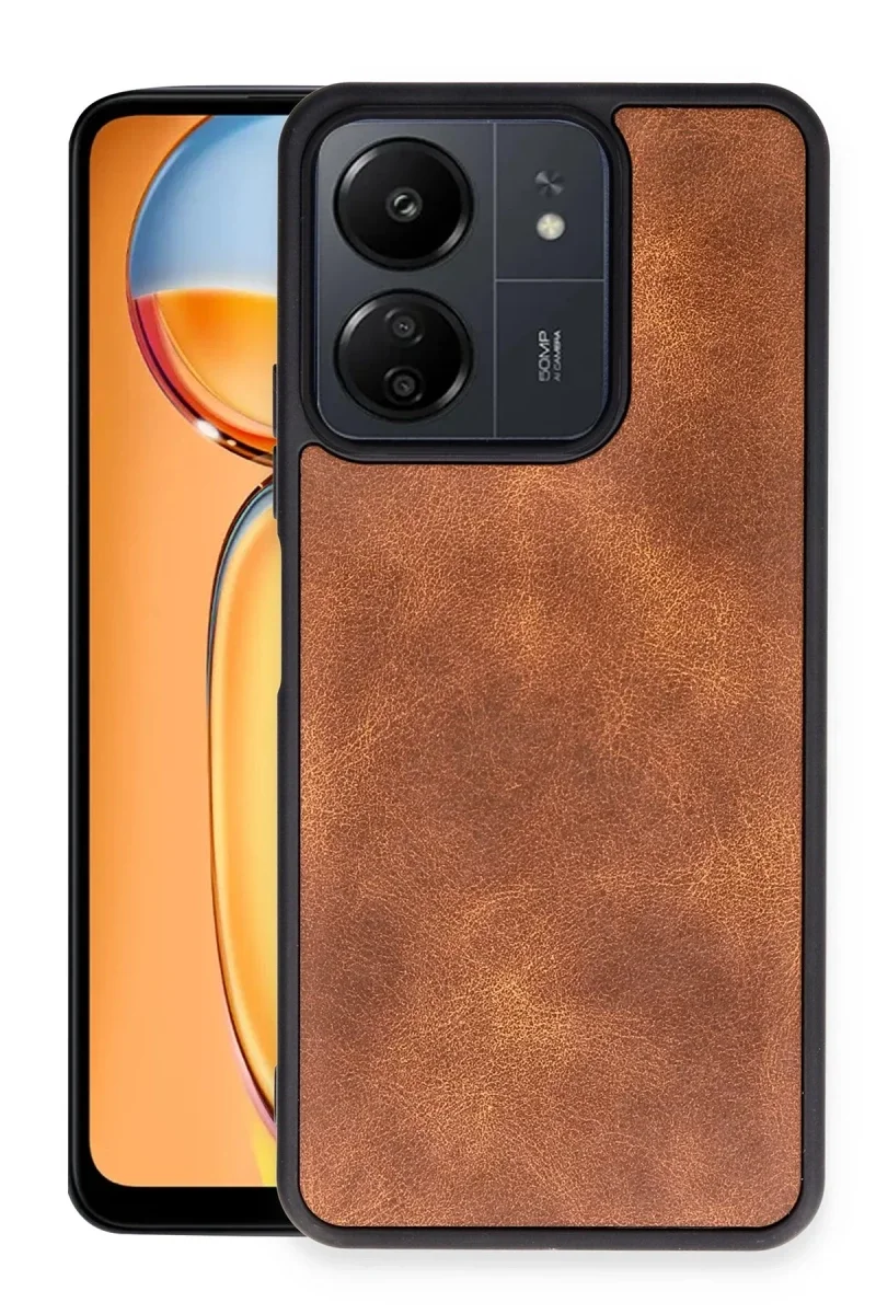 Xiaomi Redmi 13C Kılıf Aras Deri Kapak - Taba Xiaomi Redmi 13C Kılıf Aras Deri Kapak - Taba