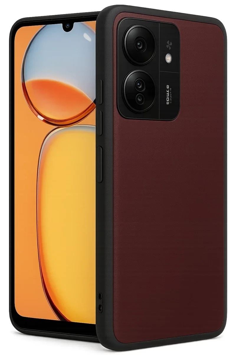 Xiaomi Redmi 13C Kılıf Aras Deri Kapak - Bordo Xiaomi Redmi 13C Kılıf Aras Deri Kapak - Bordo