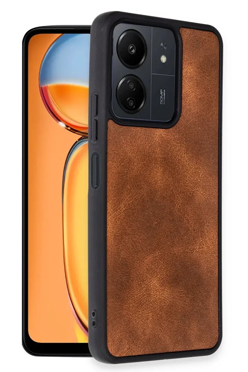 Xiaomi Redmi 13C Kılıf Aras Deri Kapak - Taba Xiaomi Redmi 13C Kılıf Aras Deri Kapak - Taba