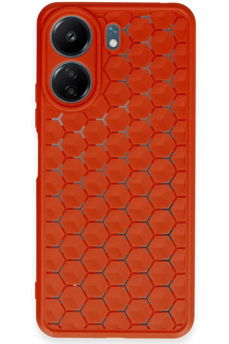 Xiaomi Redmi 13C Kılıf Petek Silikon Kapak - Kırmızı Xiaomi Redmi 13C Kılıf Petek Silikon Kapak - Kırmızı