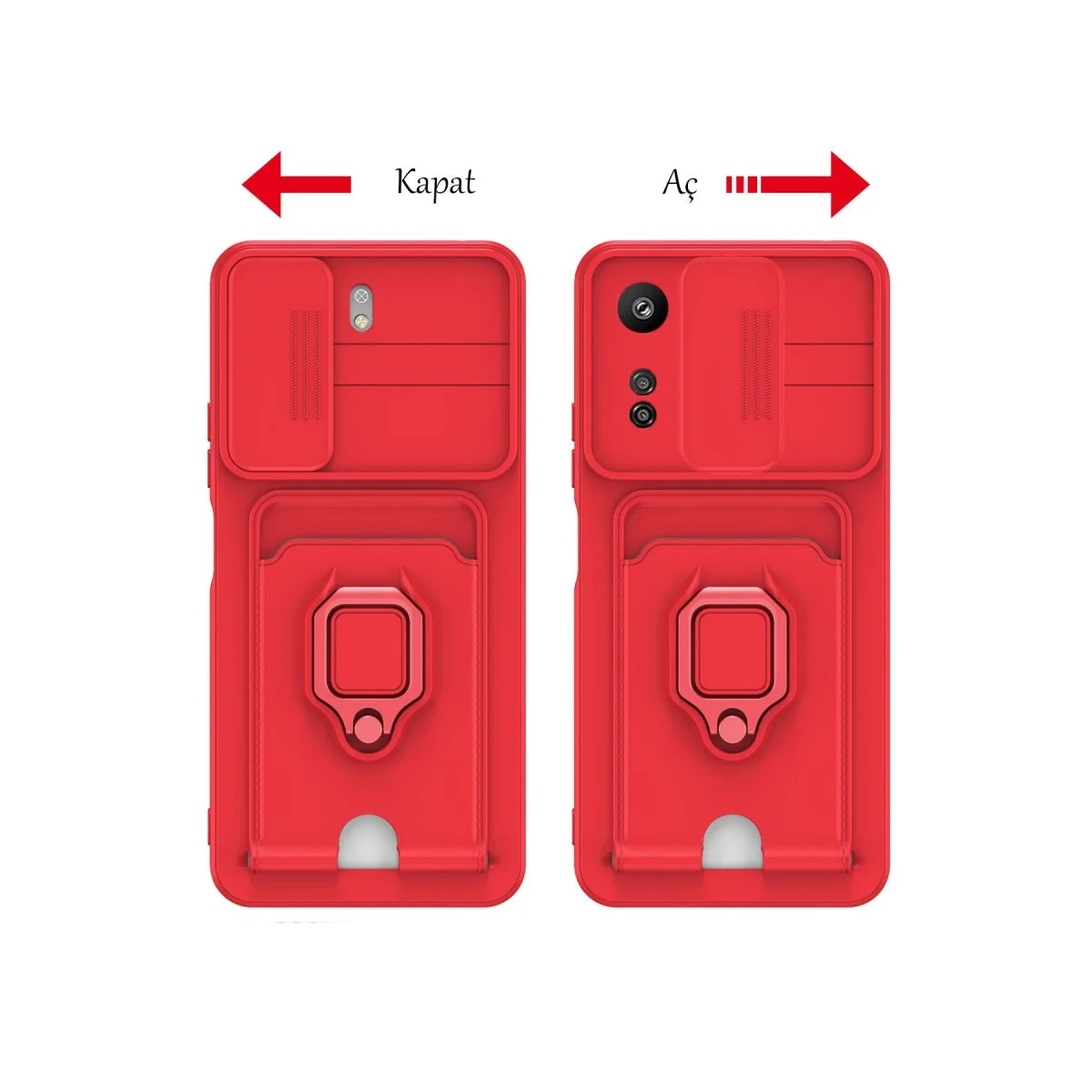 Xiaomi Redmi 13c Kılıf Zuma Kartvizitli Yüzüklü Silikon - Lila