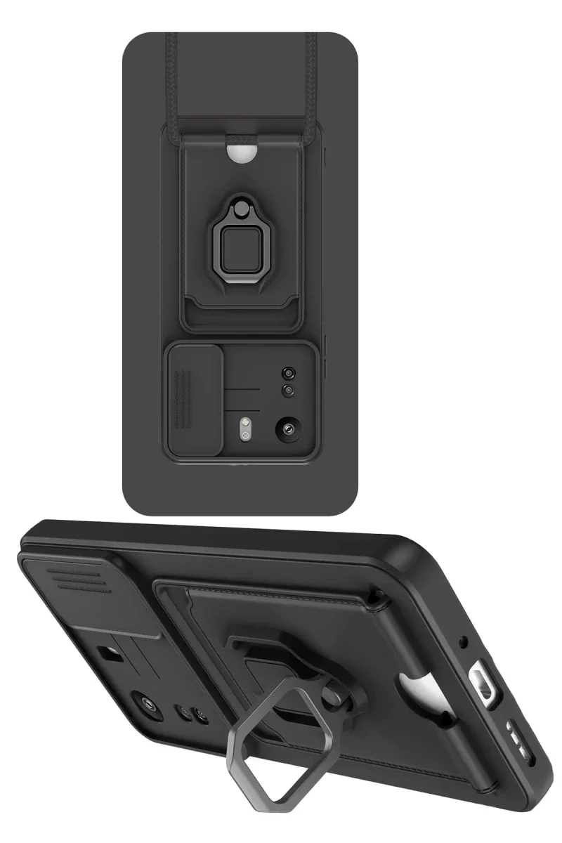Xiaomi Redmi 13C Kılıf Zuma Kartvizitli Yüzüklü Silikon - Siyah Xiaomi Redmi 13C Kılıf Zuma Kartvizitli Yüzüklü Silikon - Siyah
