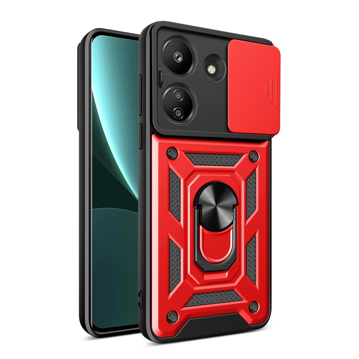 Xiaomi Redmi 13c Kılıf Pars Lens Yüzüklü Silikon - Kırmızı Xiaomi Redmi 13c Kılıf Pars Lens Yüzüklü Silikon - Kırmızı