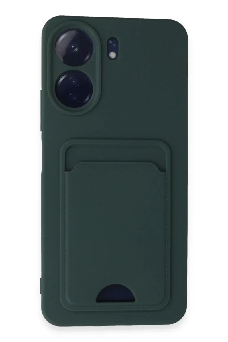 Xiaomi Redmi 13C Kılıf Kelvin Kartvizitli Silikon - Koyu Yeşil Xiaomi Redmi 13C Kılıf Kelvin Kartvizitli Silikon - Koyu Yeşil