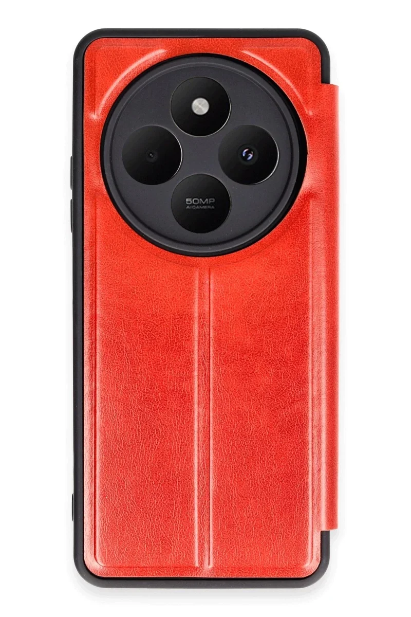 Xiaomi Redmi 14C Kılıf Flip Cover - Kırmızı Xiaomi Redmi 14C Kılıf Flip Cover - Kırmızı