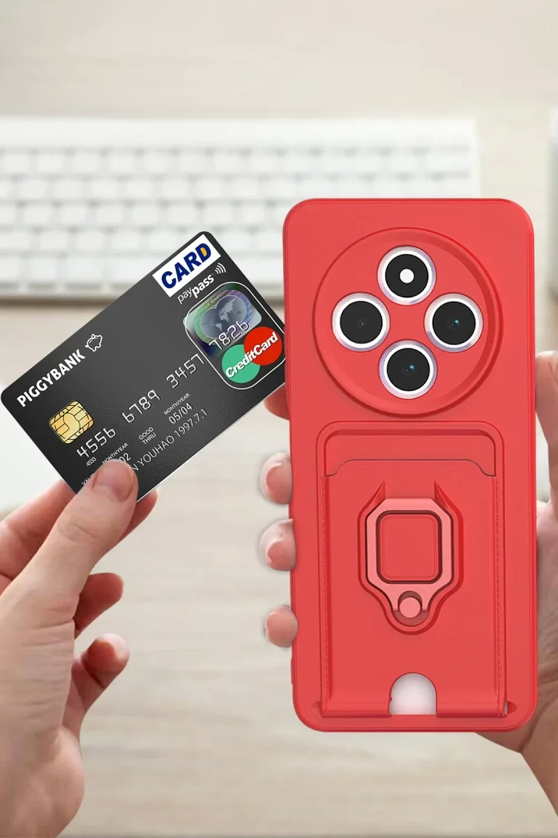 Xiaomi Redmi 14C Kılıf Zuma Kartvizitli Yüzüklü Silikon - Lacivert