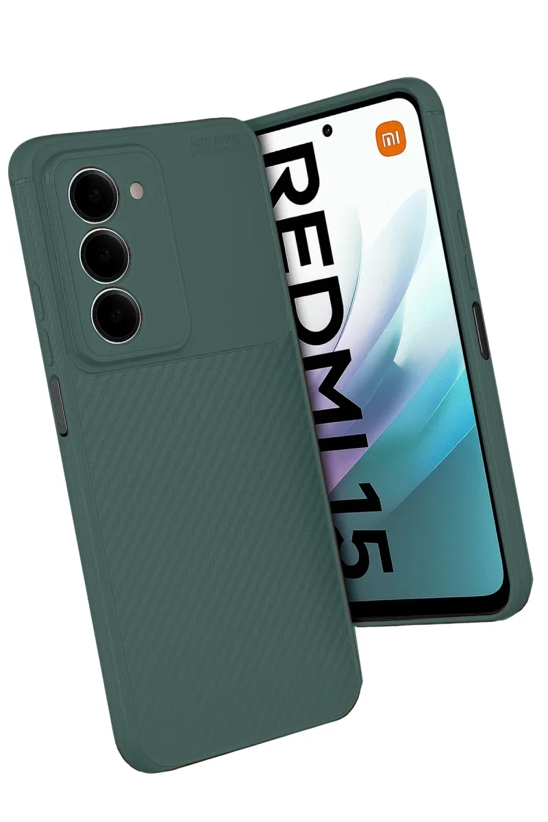 Xiaomi Redmi 15 4G Auto Focus Karbon Kapak - Koyu Yeşil Xiaomi Redmi 15 4G Auto Focus Karbon Kapak - Koyu Yeşil