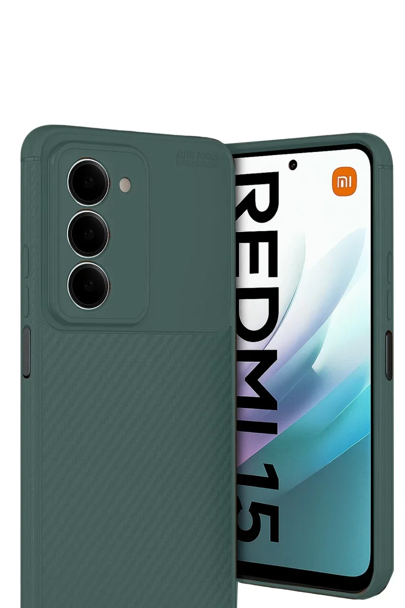 Xiaomi Redmi 15 4G Auto Focus Karbon Kapak - Koyu Yeşil Xiaomi Redmi 15 4G Auto Focus Karbon Kapak - Koyu Yeşil