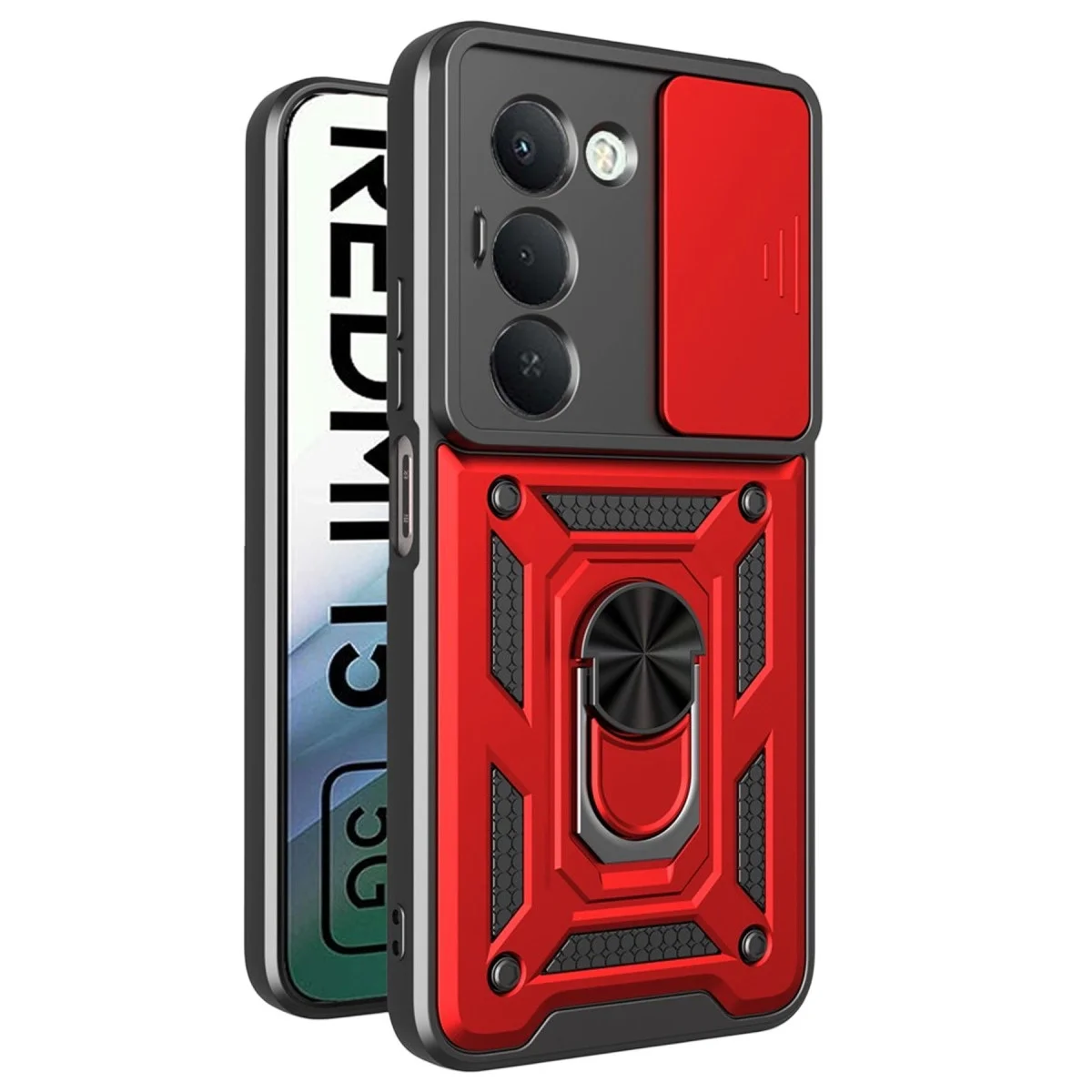 Xiaomi Redmi 15 4g Pars Lens Yüzüklü Silikon - Kırmızı Xiaomi Redmi 15 4g Pars Lens Yüzüklü Silikon - Kırmızı
