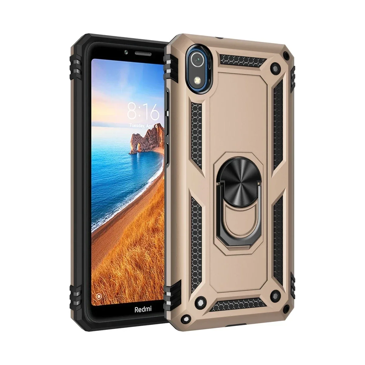 Xiaomi Redmi 7A Kılıf Sofya Yüzüklü Silikon Kapak - Gold Xiaomi Redmi 7A Kılıf Sofya Yüzüklü Silikon Kapak - Gold