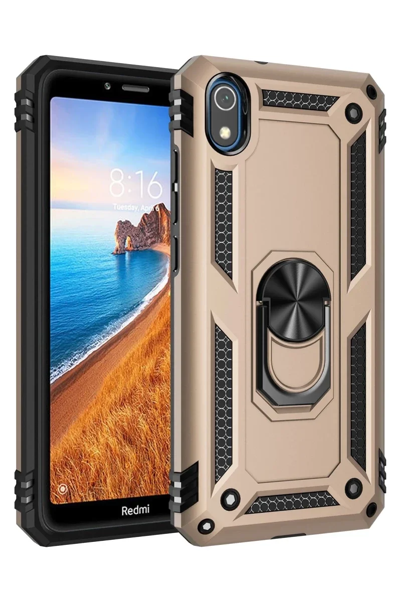 Xiaomi Redmi 7A Kılıf Sofya Yüzüklü Silikon Kapak - Gold Xiaomi Redmi 7A Kılıf Sofya Yüzüklü Silikon Kapak - Gold