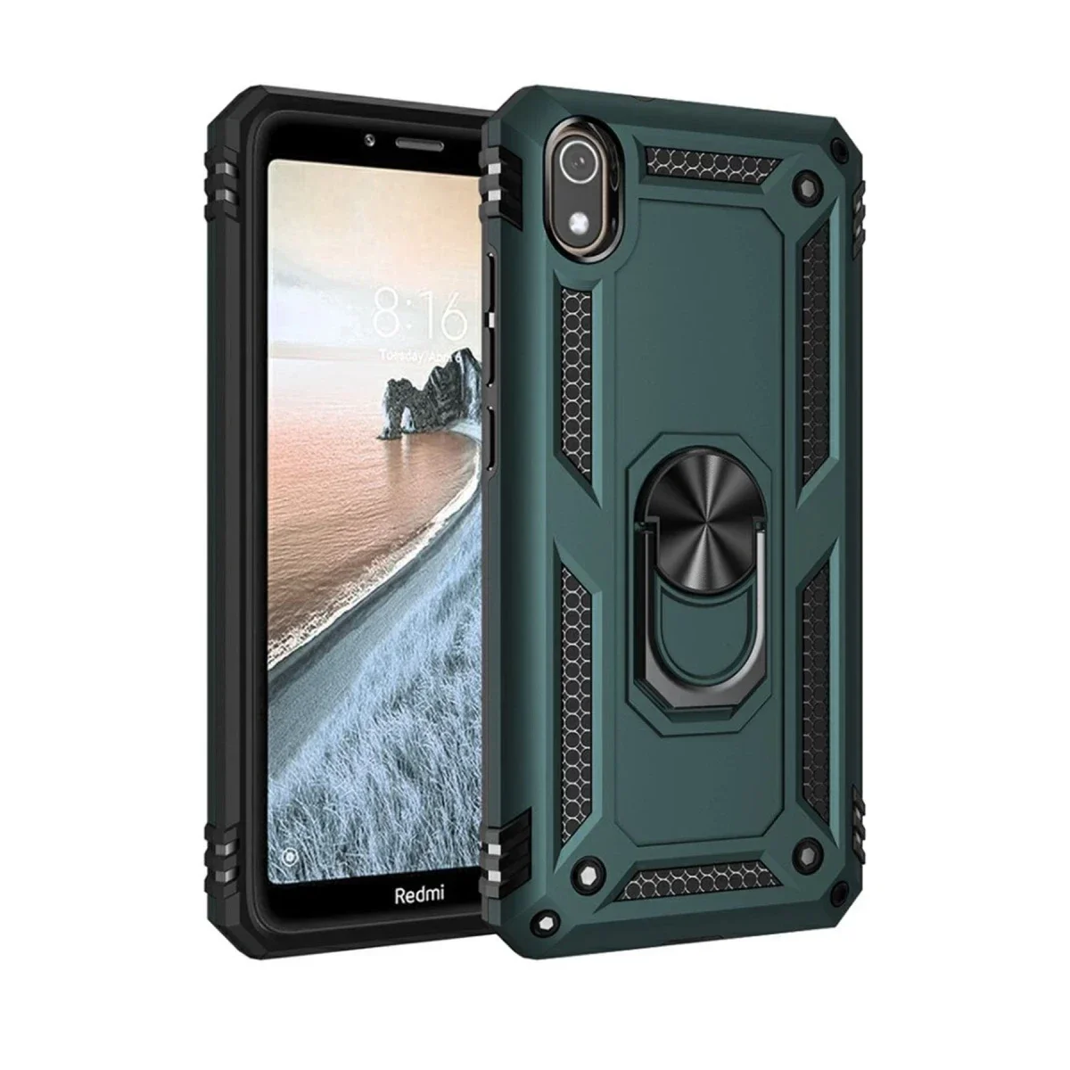 Xiaomi Redmi 7A Kılıf Sofya Yüzüklü Silikon Kapak - Yeşil Xiaomi Redmi 7A Kılıf Sofya Yüzüklü Silikon Kapak - Yeşil