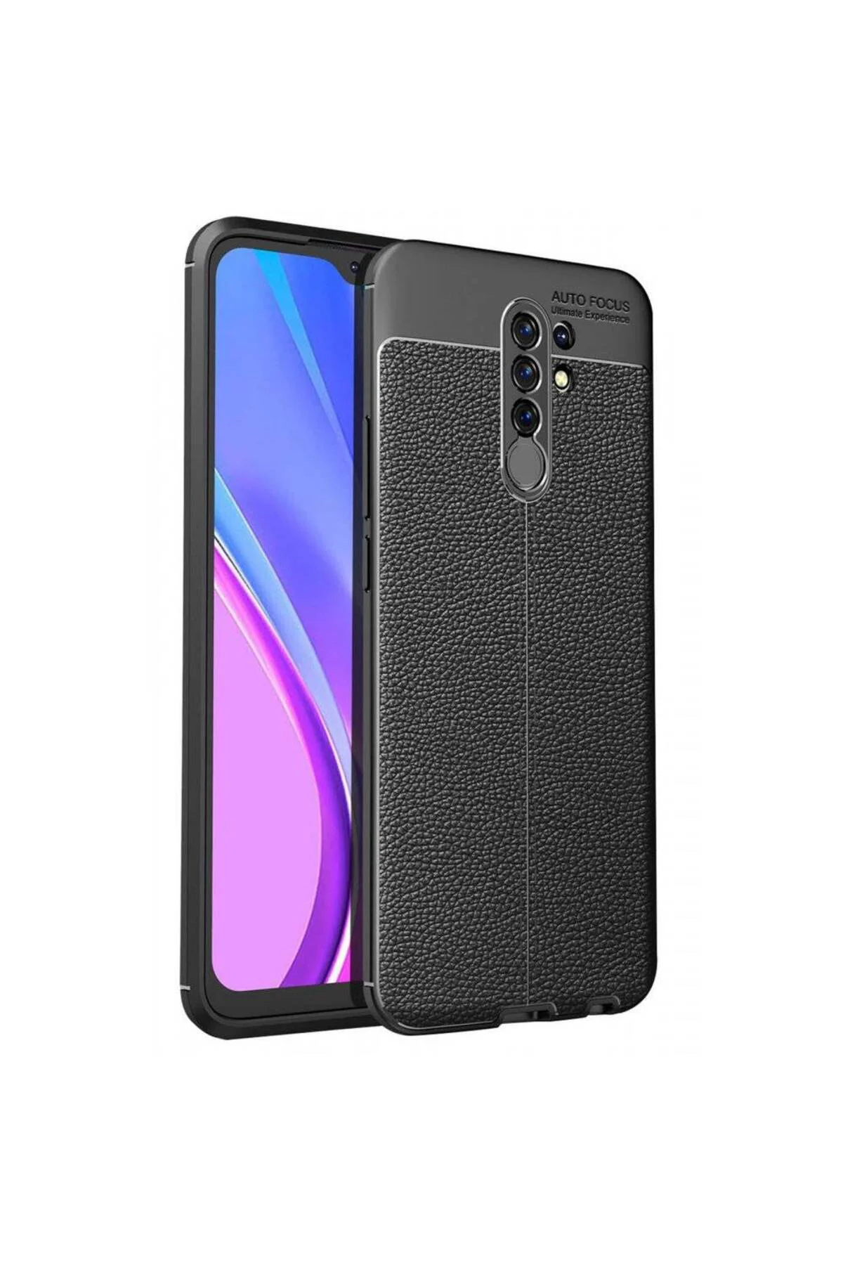 Xiaomi Redmi 9 Deri Görünümlü Silikon Siyah