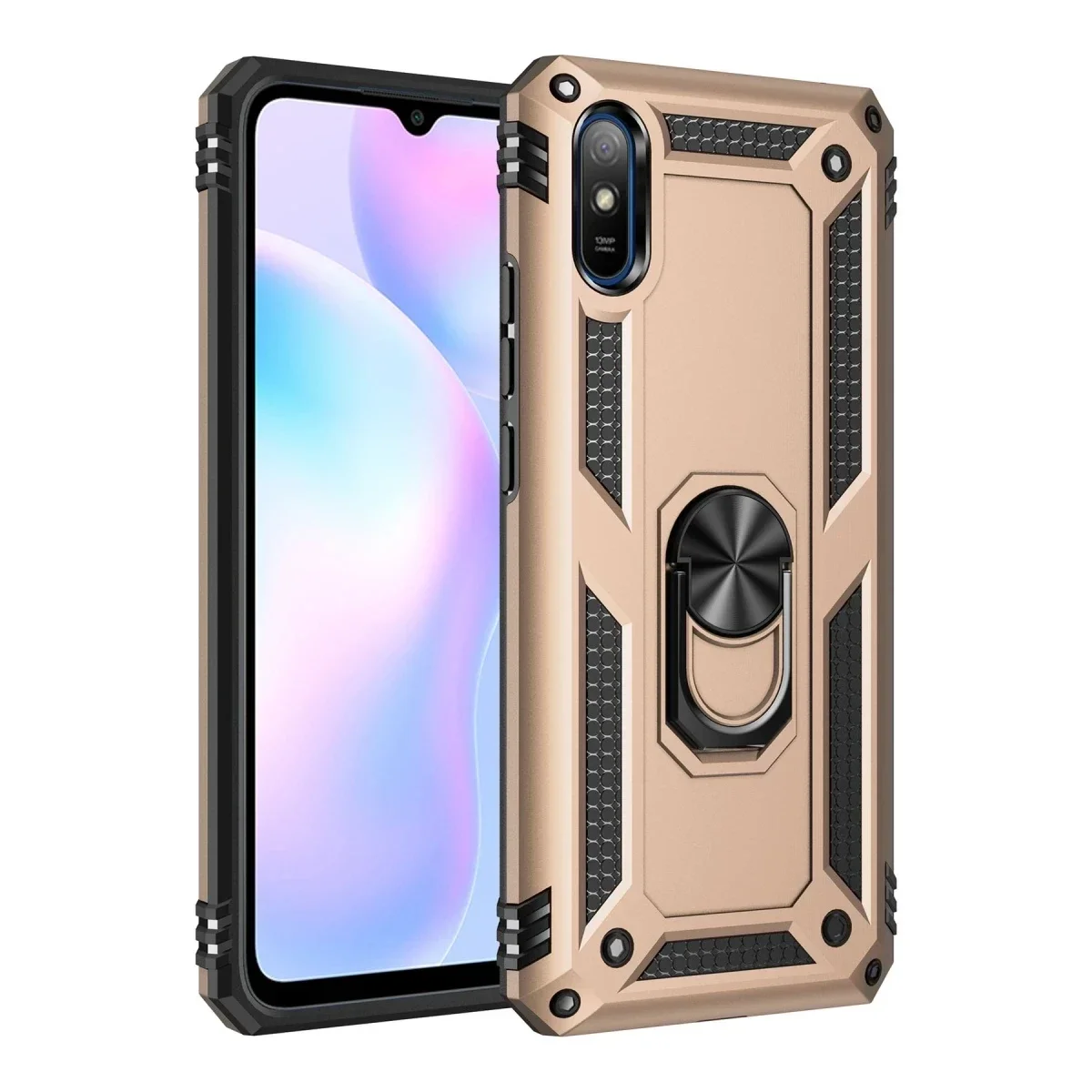 Xiaomi Redmi 9A Kılıf Sofya Yüzüklü Silikon Kapak - Gold Xiaomi Redmi 9A Kılıf Sofya Yüzüklü Silikon Kapak - Gold