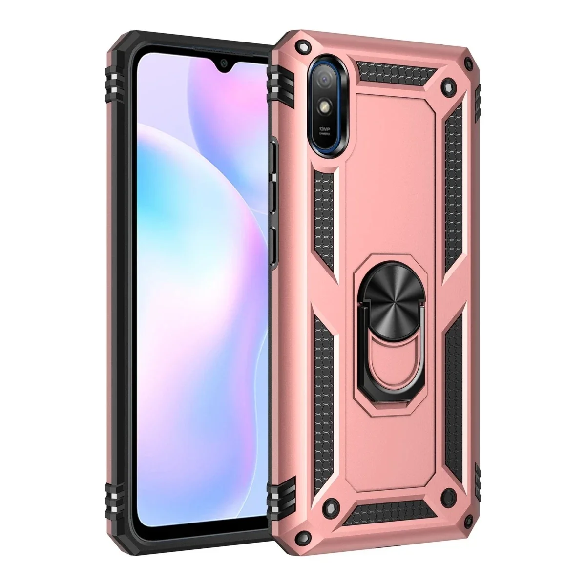 Xiaomi Redmi 9A Kılıf Sofya Yüzüklü Silikon Kapak - Rose
