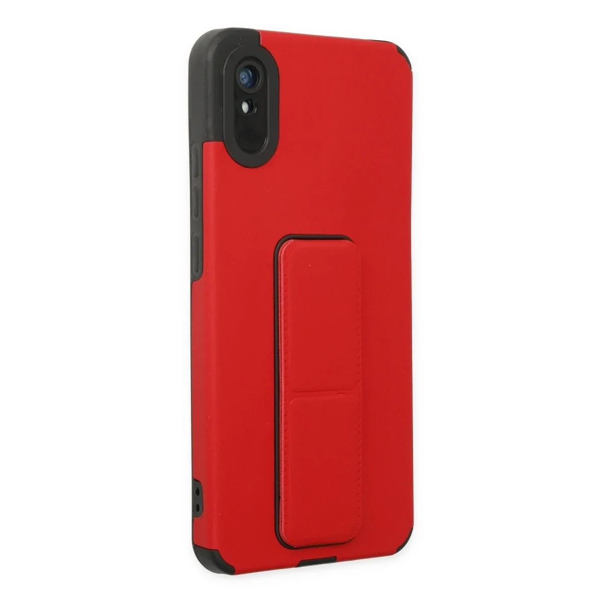 Xiaomi Redmi 9A Kılıf Mega Standlı Silikon - Kırmızı