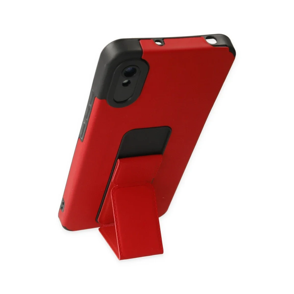 Xiaomi Redmi 9A Kılıf Mega Standlı Silikon - Kırmızı