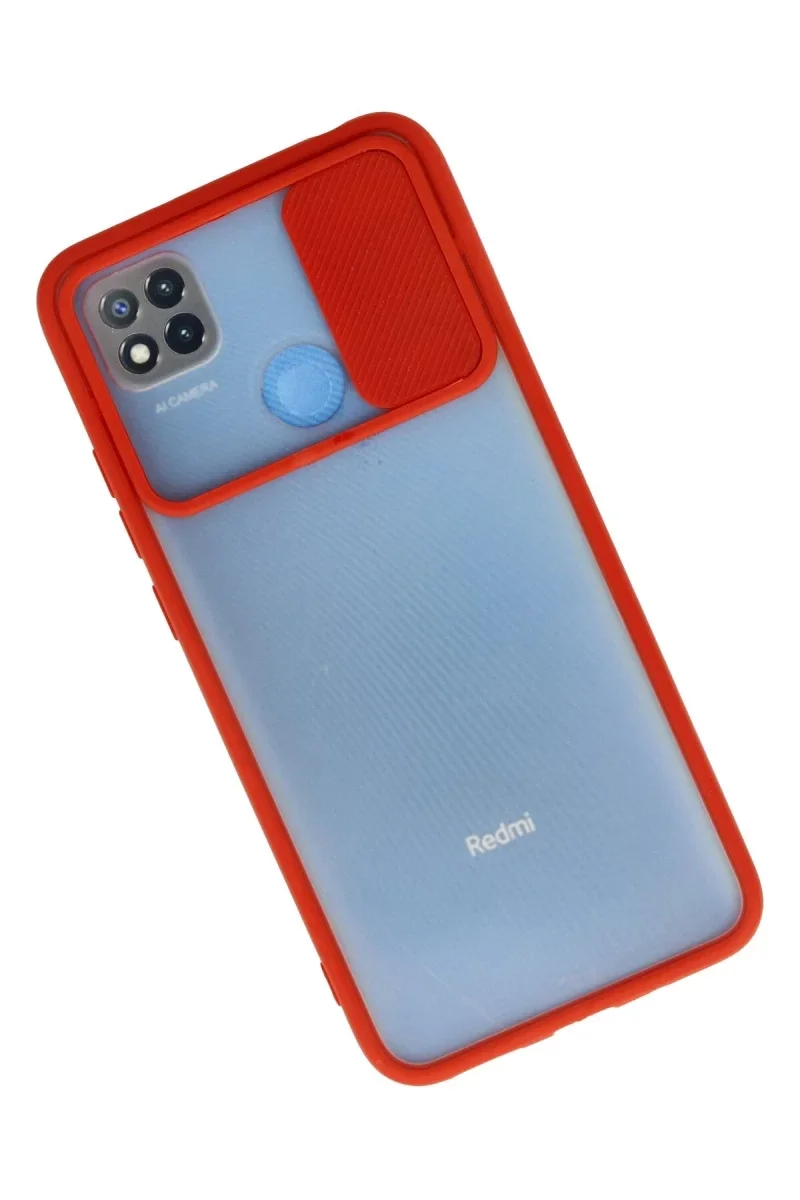 Xiaomi Redmi 9C Kılıf Palm Buzlu Kamera Sürgülü Silikon - Kırmızı Xiaomi Redmi 9C Kılıf Palm Buzlu Kamera Sürgülü Silikon - Kırmızı