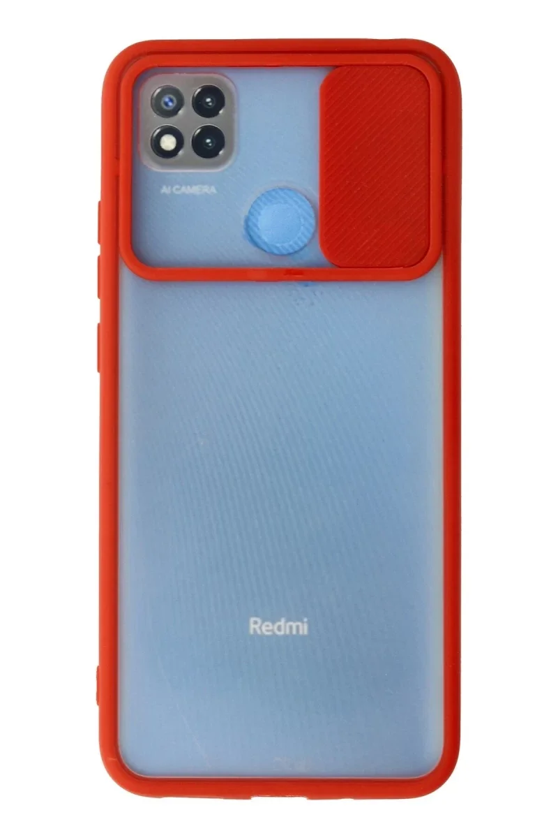 Xiaomi Redmi 9C Kılıf Palm Buzlu Kamera Sürgülü Silikon - Kırmızı Xiaomi Redmi 9C Kılıf Palm Buzlu Kamera Sürgülü Silikon - Kırmızı