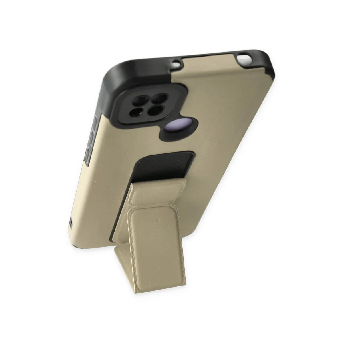 Xiaomi Redmi 9C Kılıf Mega Standlı Silikon - Gold Xiaomi Redmi 9C Kılıf Mega Standlı Silikon - Gold