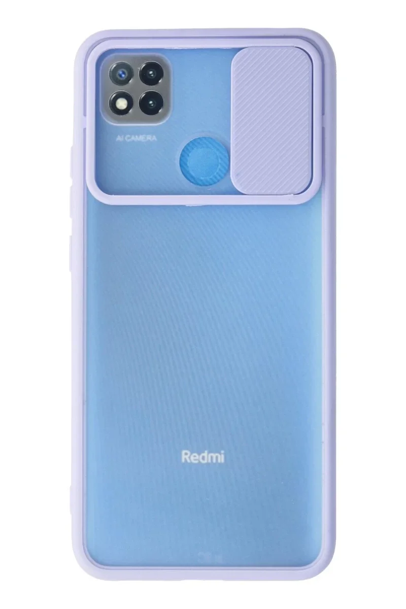 Xiaomi Redmi 9C Kılıf Palm Buzlu Kamera Sürgülü Silikon - Lila Xiaomi Redmi 9C Kılıf Palm Buzlu Kamera Sürgülü Silikon - Lila