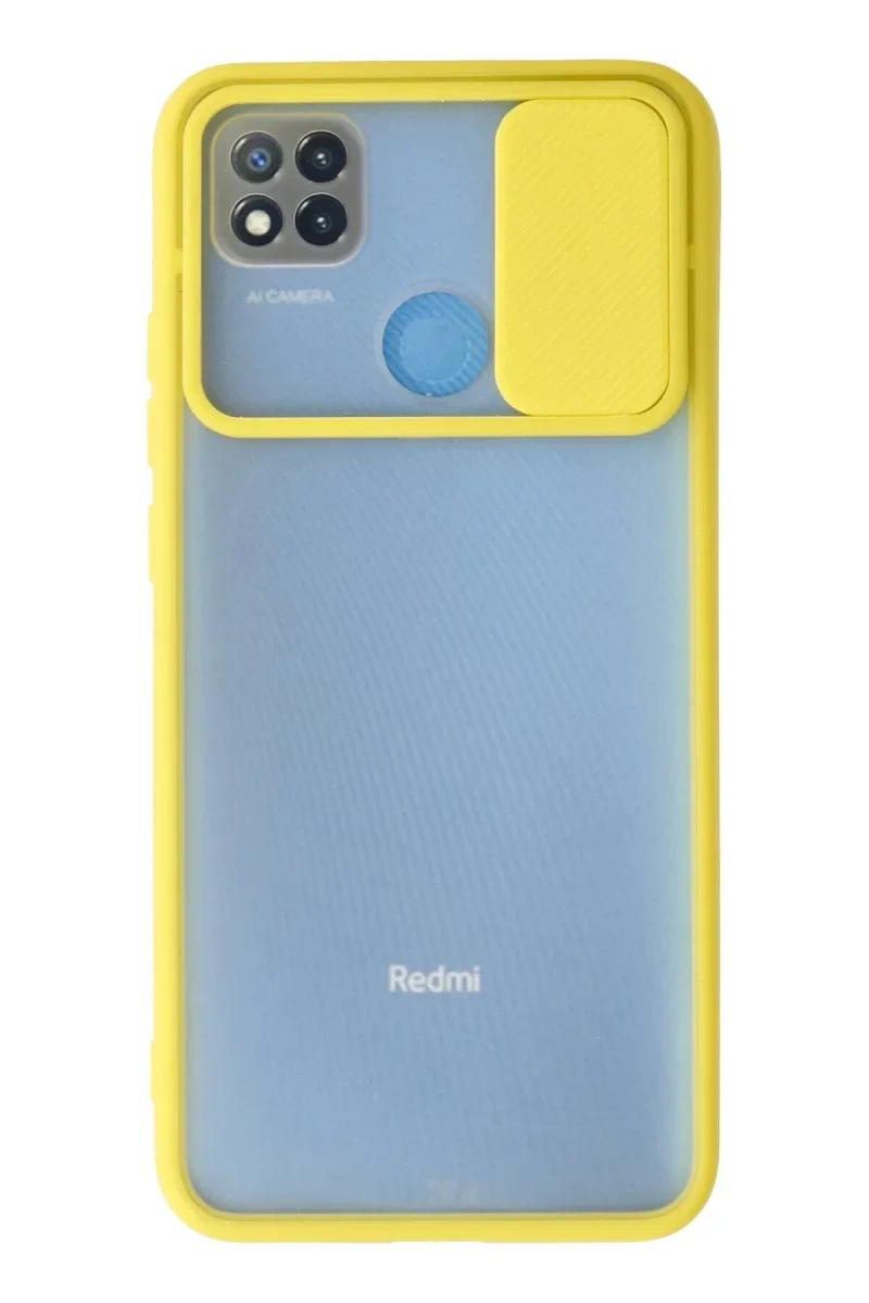 Xiaomi Redmi 9C Kılıf Palm Buzlu Kamera Sürgülü Silikon - Sarı