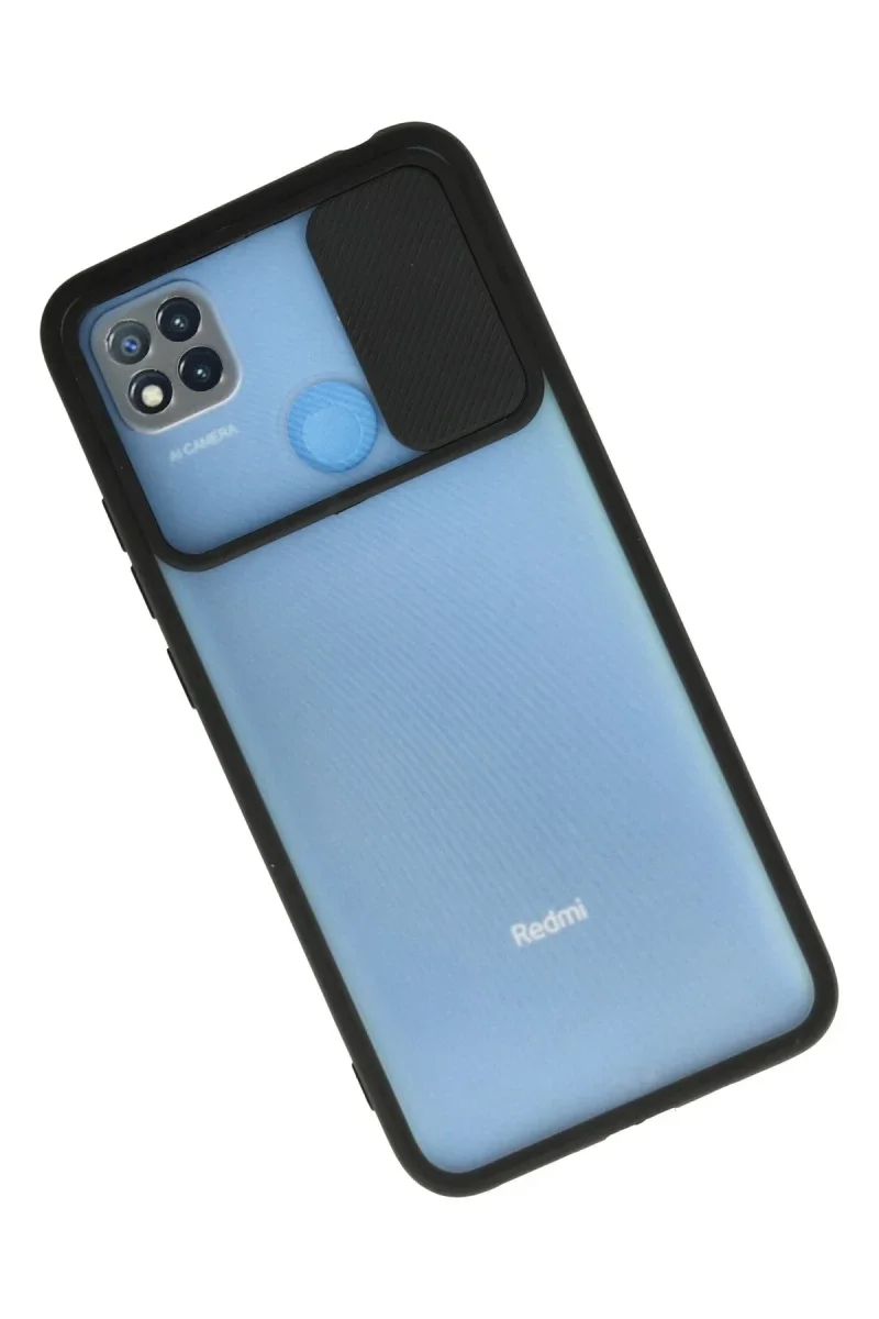 Xiaomi Redmi 9C Kılıf Palm Buzlu Kamera Sürgülü Silikon - Siyah Xiaomi Redmi 9C Kılıf Palm Buzlu Kamera Sürgülü Silikon - Siyah