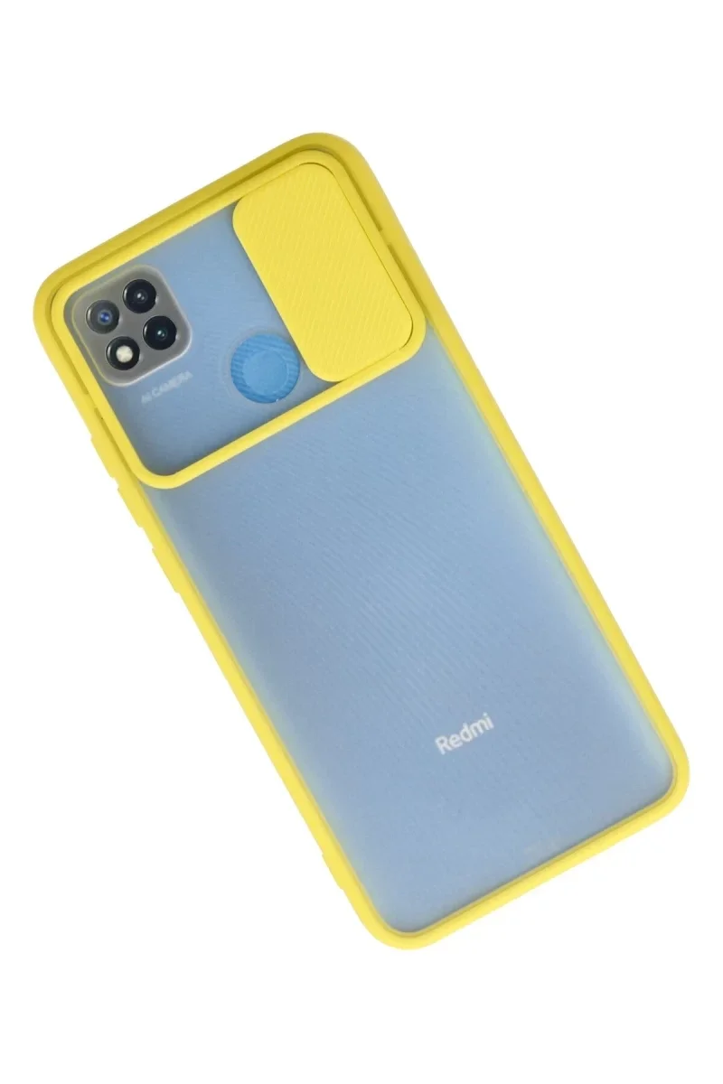 Xiaomi Redmi 9C Kılıf Palm Buzlu Kamera Sürgülü Silikon - Sarı