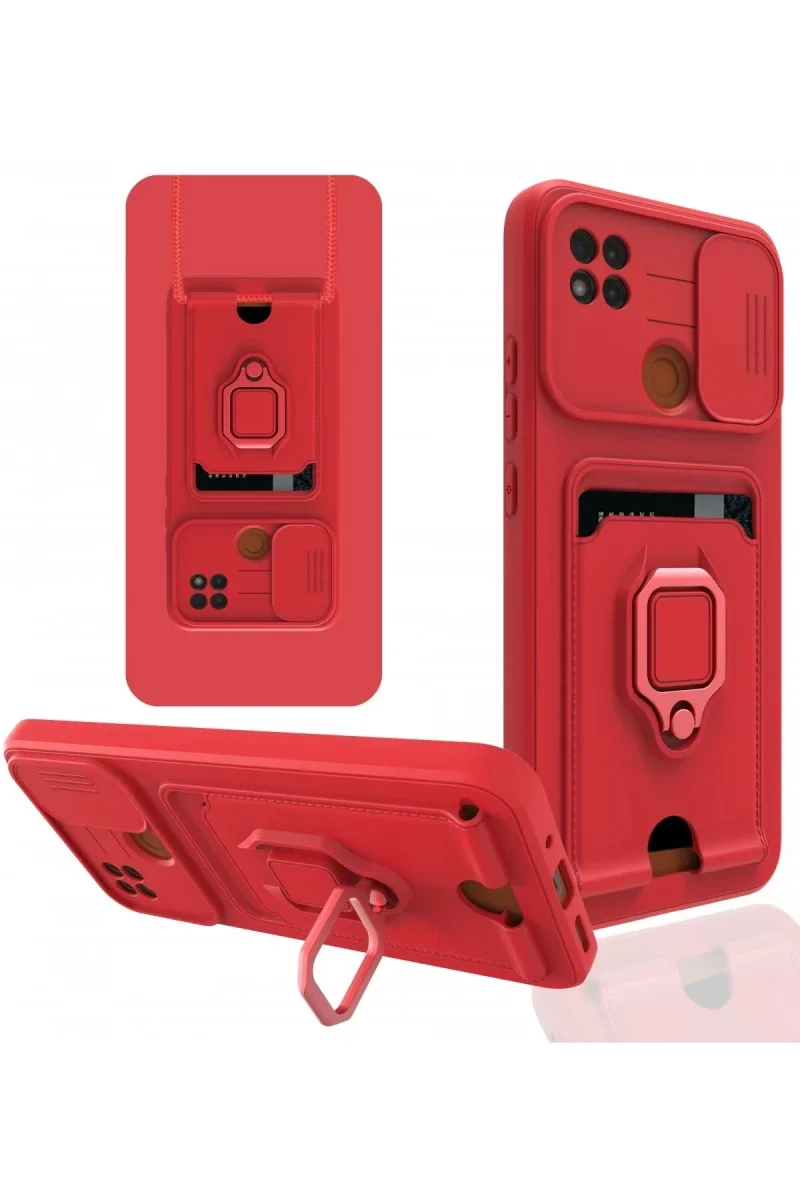 Xiaomi Redmi 9C Kılıf Zuma Kartvizitli Yüzüklü Silikon - Kırmızı Xiaomi Redmi 9C Kılıf Zuma Kartvizitli Yüzüklü Silikon - Kırmızı