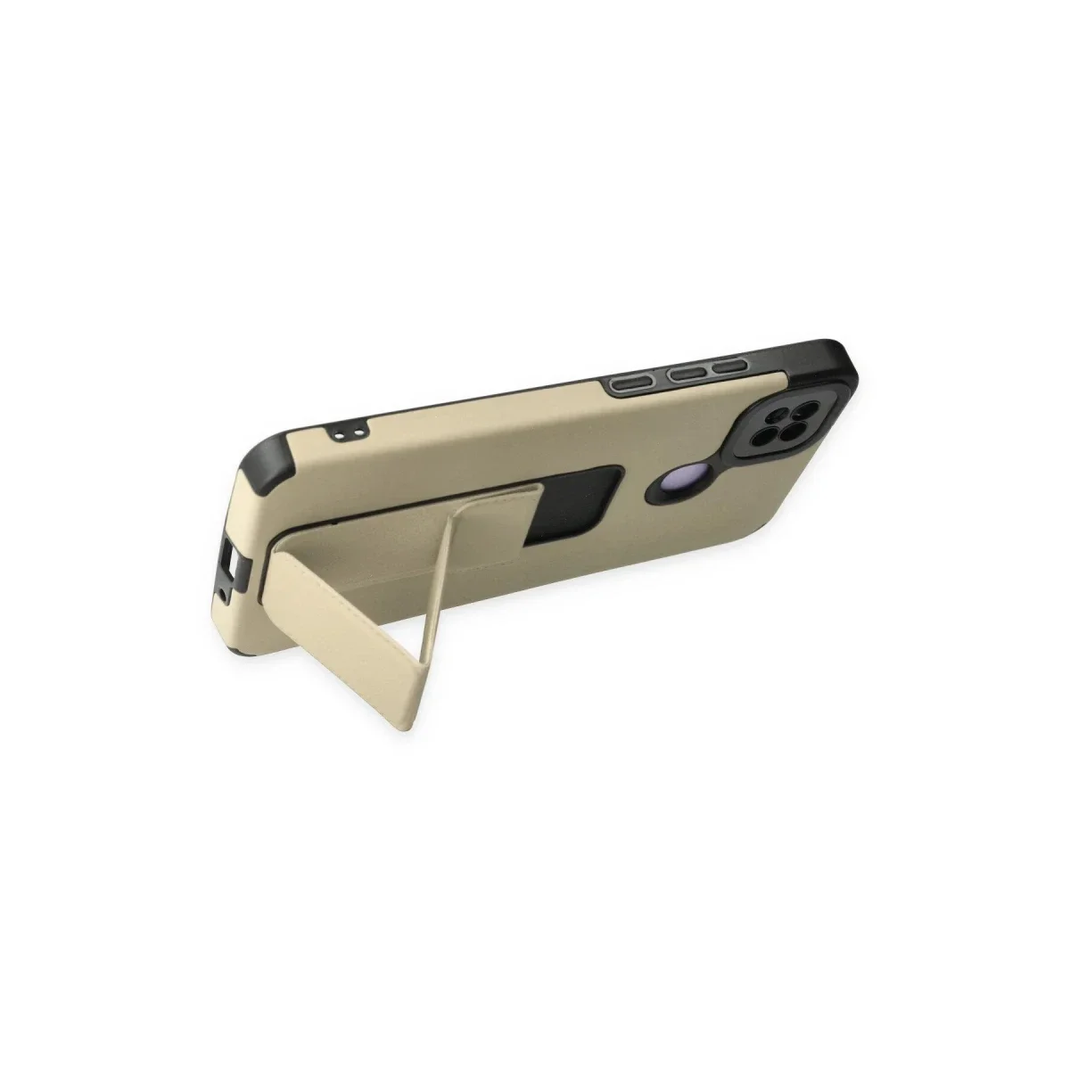 Xiaomi Redmi 9C Kılıf Mega Standlı Silikon - Gold Xiaomi Redmi 9C Kılıf Mega Standlı Silikon - Gold