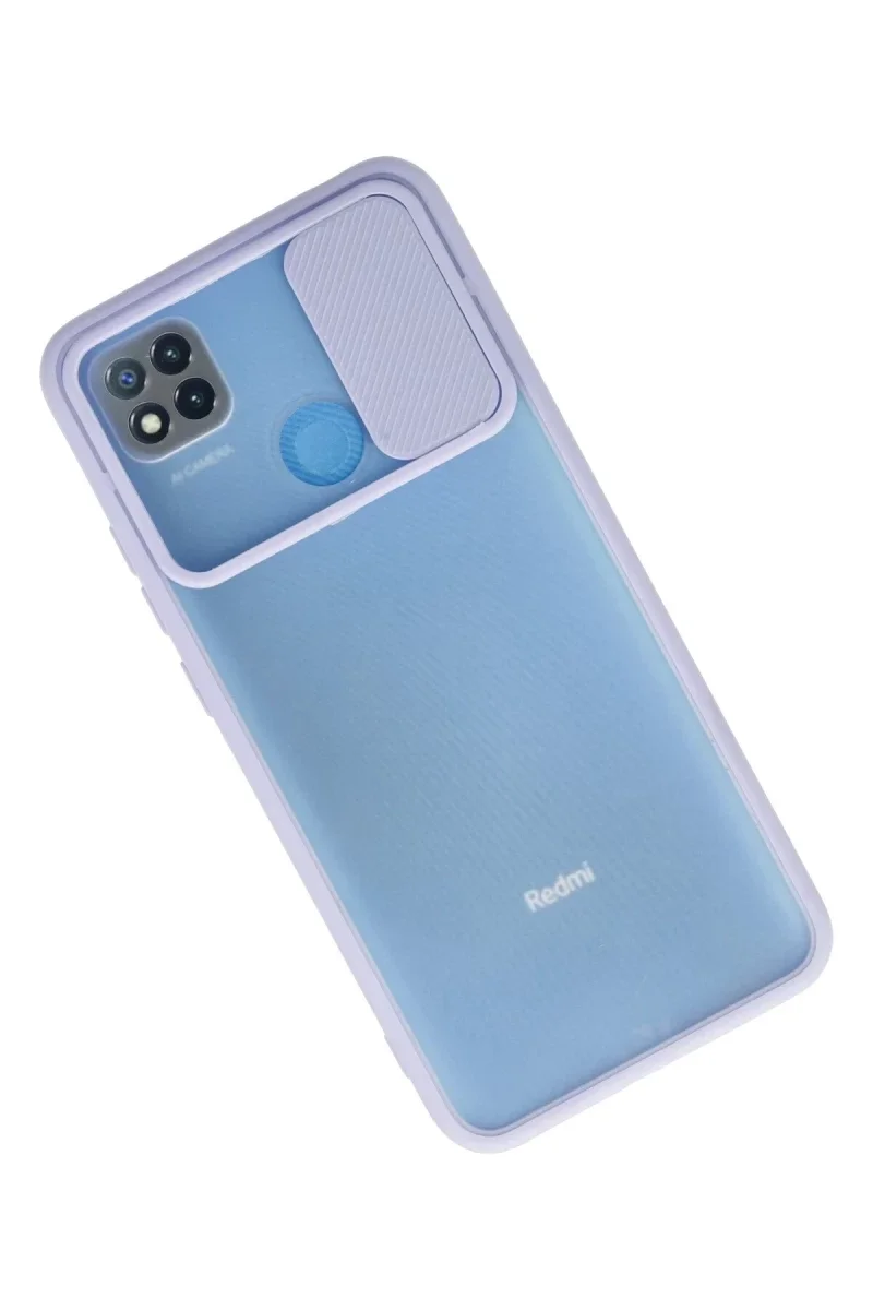 Xiaomi Redmi 9C Kılıf Palm Buzlu Kamera Sürgülü Silikon - Lila Xiaomi Redmi 9C Kılıf Palm Buzlu Kamera Sürgülü Silikon - Lila