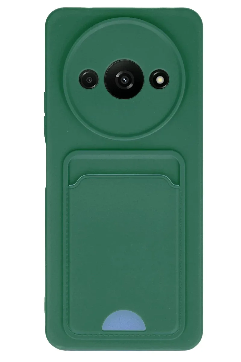 Xiaomi Redmi A3 4G Kılıf Kelvin Kartvizitli Silikon - Koyu Yeşil