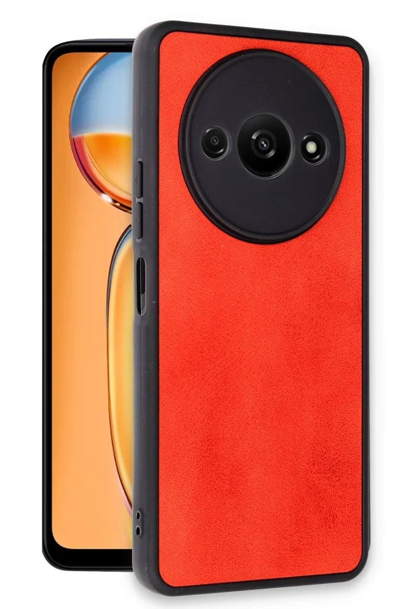 Xiaomi Redmi A3 4G Kılıf Aras Deri Kapak - Kırmızı