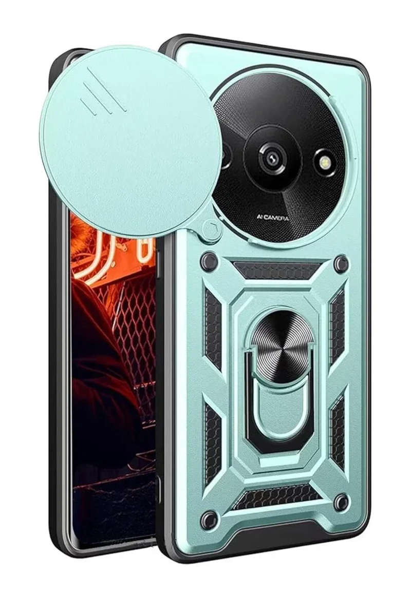 Xiaomi Redmi A3 4G Kılıf Pars Lens Yüzüklü Silikon - Yeşil