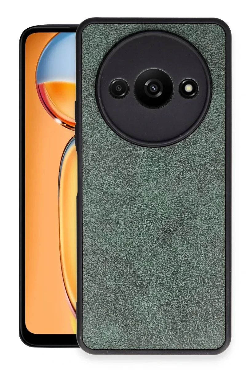 Xiaomi Redmi A3 4G Kılıf Aras Deri Kapak - Koyu Yeşil Xiaomi Redmi A3 4G Kılıf Aras Deri Kapak - Koyu Yeşil