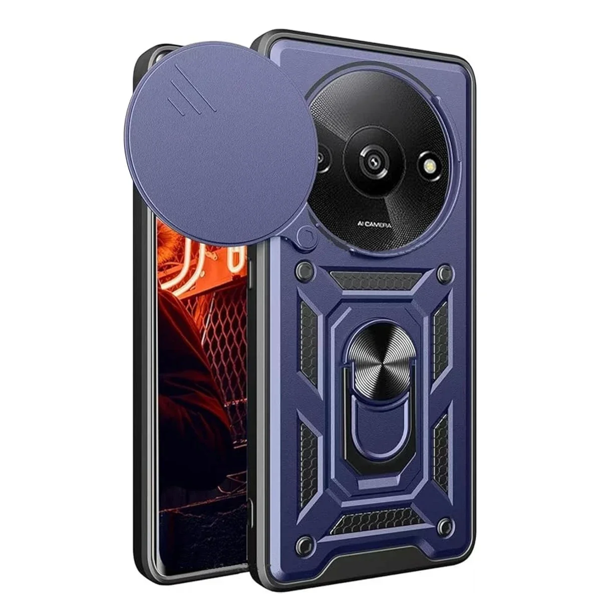 Xiaomi Redmi A3 4G Kılıf Pars Lens Yüzüklü Silikon - Lacivert