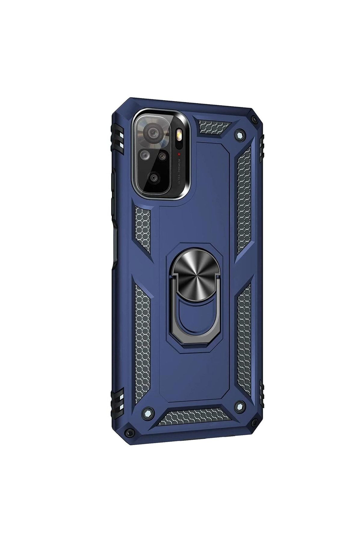 Piyasasepeti Xiaomi Redmi Note 10S Yüzüklü Tank  Uyumlu Kilif Lacivert