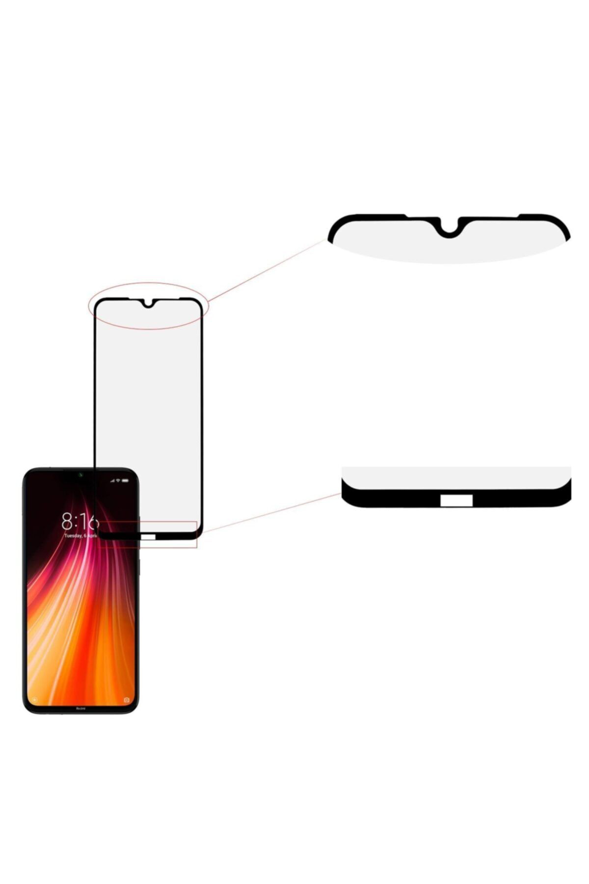 Xiaomi Redmi Note 8 Siyah 6d Renkli Nano Ekran Koruyucu Tam Kapla