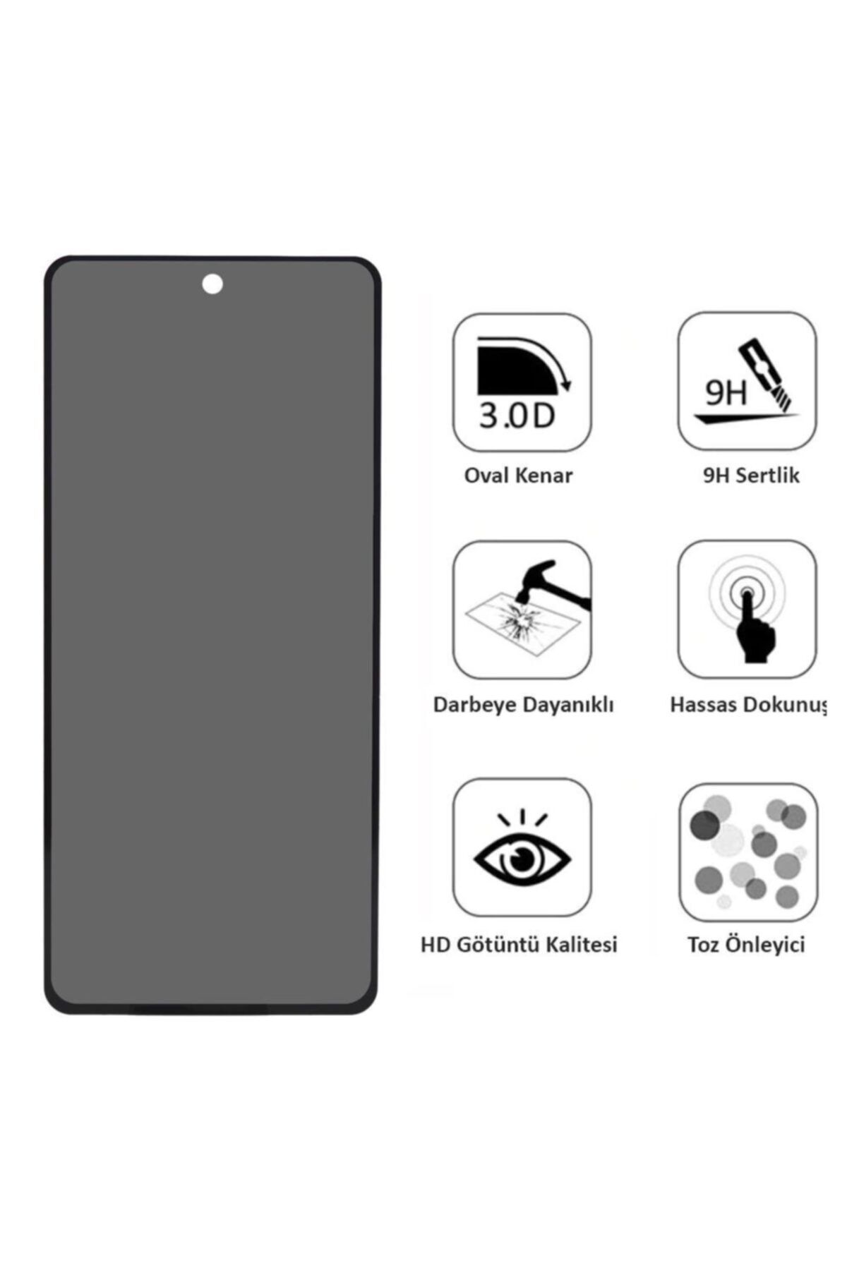 Xiaomi Redmi Note 9s Siyah Gizlilik Filtreli Privacy Hayalet Ekra