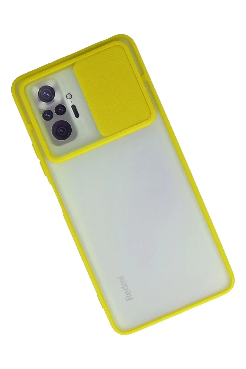 Xiaomi Redmi Note 10 Pro Kılıf Palm Buzlu Kamera Sürgülü Silikon - Sarı Xiaomi Redmi Note 10 Pro Kılıf Palm Buzlu Kamera Sürgülü Silikon - Sarı