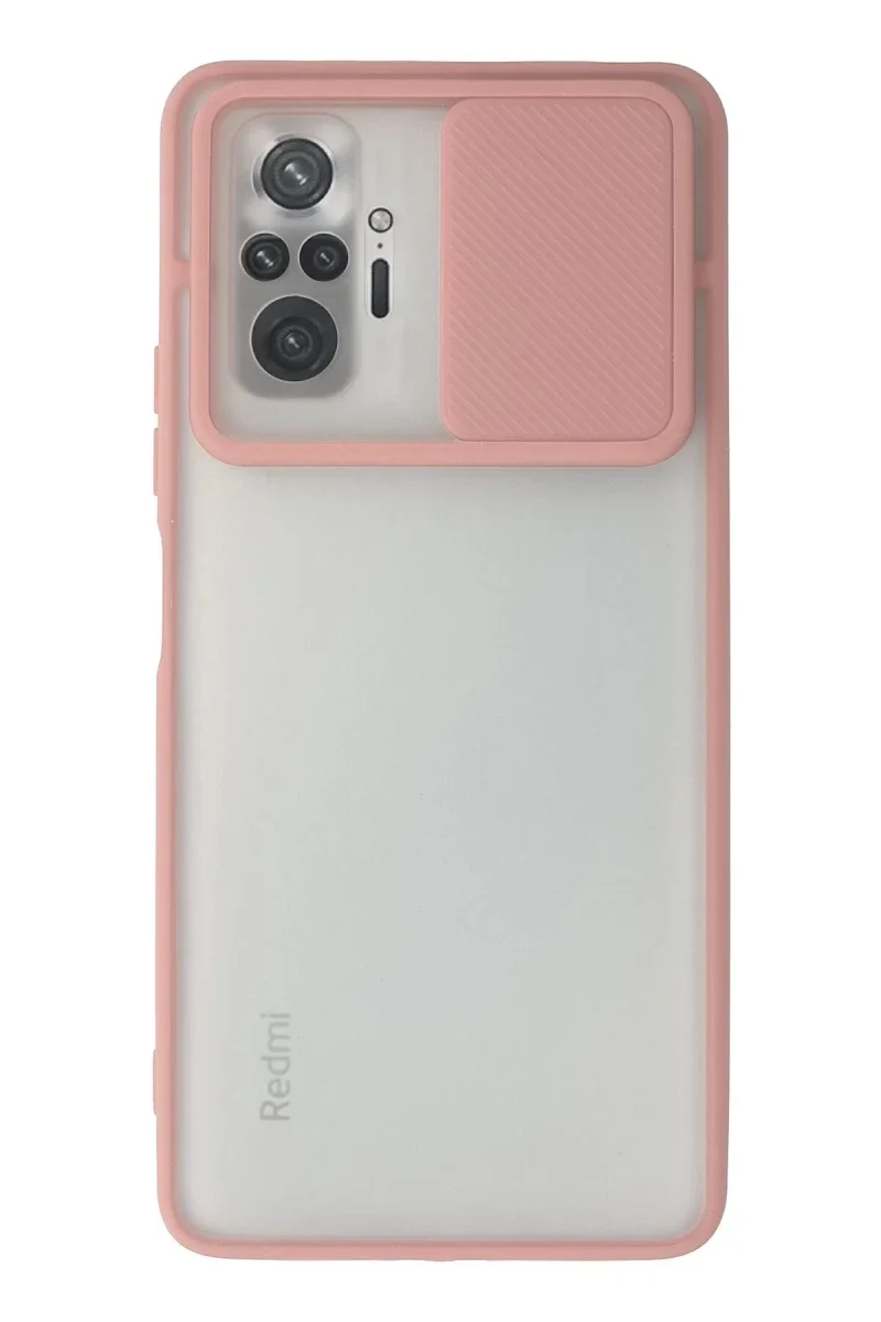 Xiaomi Redmi Note 10 Pro Kılıf Palm Buzlu Kamera Sürgülü Silikon - Pembe