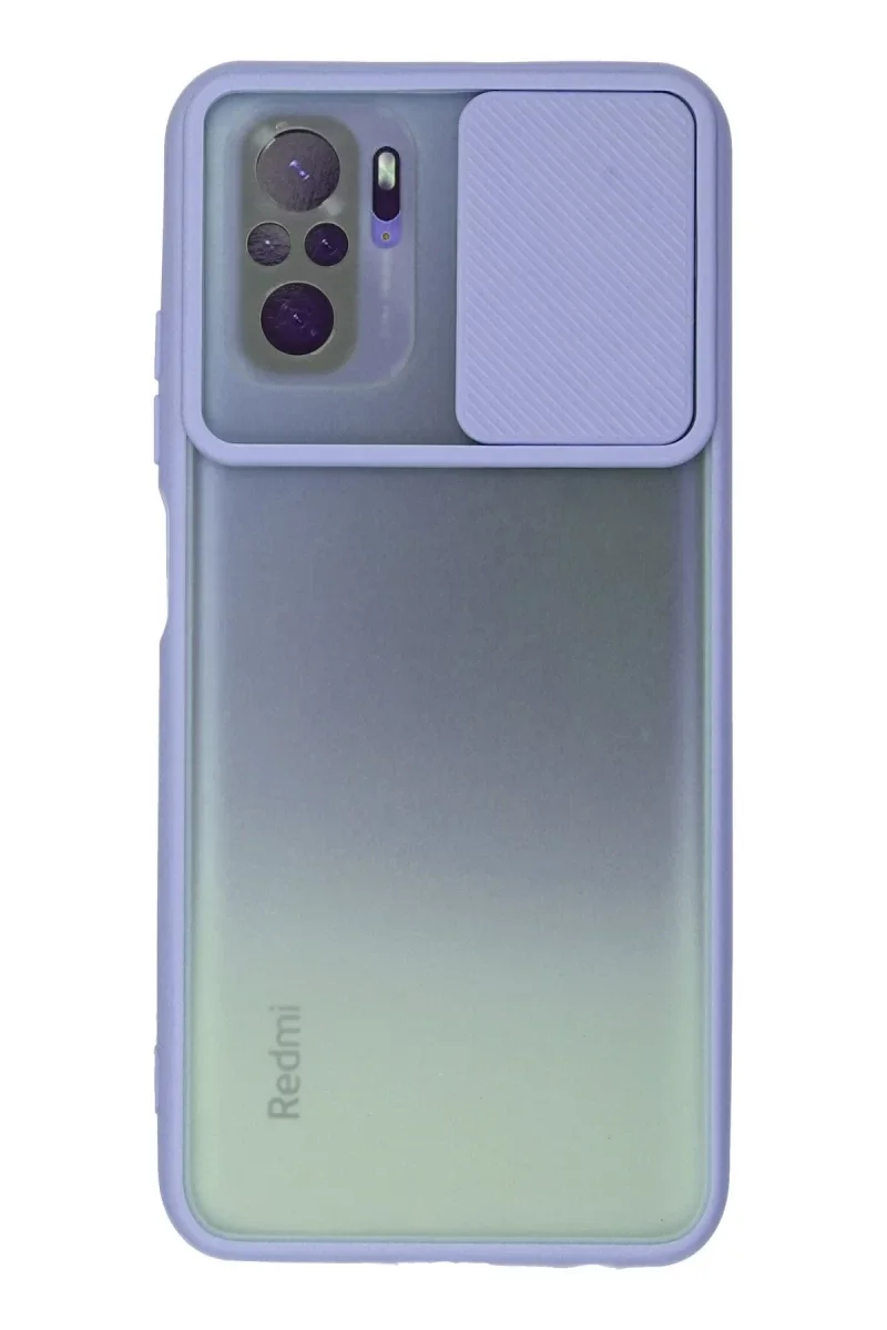Xiaomi Redmi Note 10 Kılıf Palm Buzlu Kamera Sürgülü Silikon - Lila Xiaomi Redmi Note 10 Kılıf Palm Buzlu Kamera Sürgülü Silikon - Lila