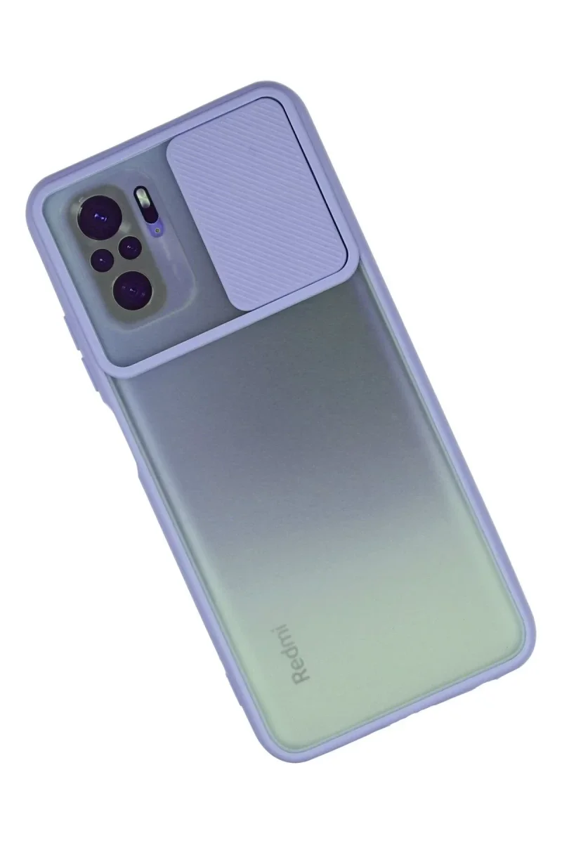 Xiaomi Redmi Note 10 Kılıf Palm Buzlu Kamera Sürgülü Silikon - Lila Xiaomi Redmi Note 10 Kılıf Palm Buzlu Kamera Sürgülü Silikon - Lila
