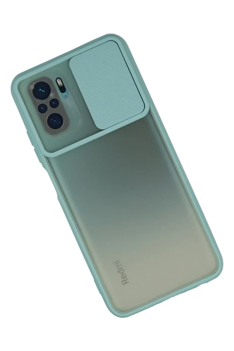 Xiaomi Redmi Note 10 Kılıf Palm Buzlu Kamera Sürgülü Silikon - Turkuaz Xiaomi Redmi Note 10 Kılıf Palm Buzlu Kamera Sürgülü Silikon - Turkuaz
