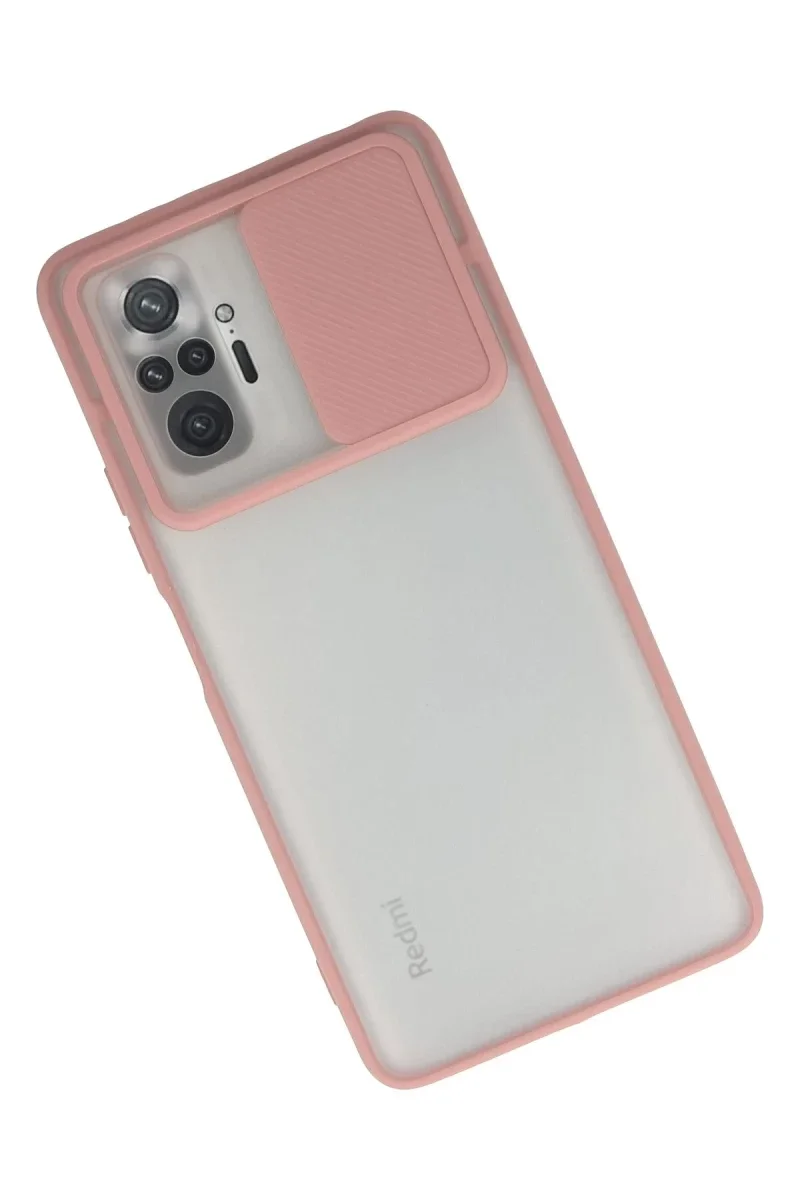 Xiaomi Redmi Note 10 Pro Kılıf Palm Buzlu Kamera Sürgülü Silikon - Pembe