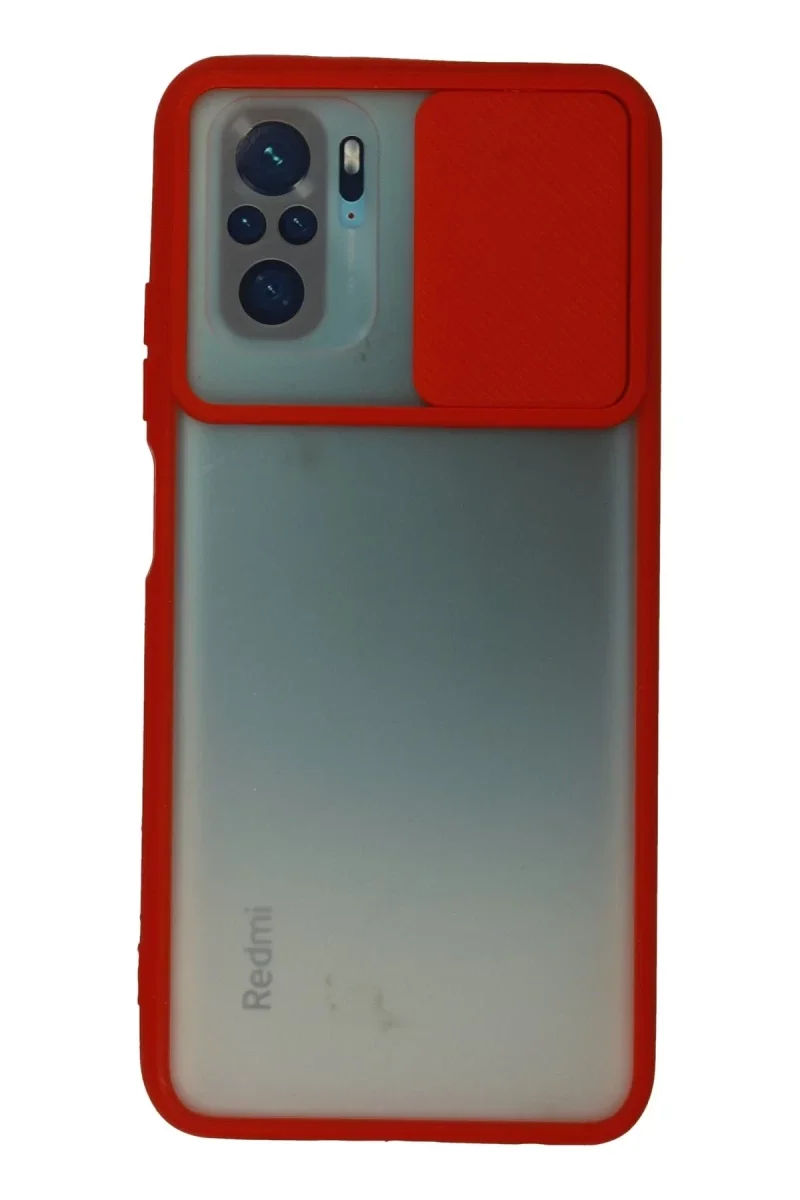 Xiaomi Redmi Note 10 Kılıf Palm Buzlu Kamera Sürgülü Silikon - Kırmızı Xiaomi Redmi Note 10 Kılıf Palm Buzlu Kamera Sürgülü Silikon - Kırmızı