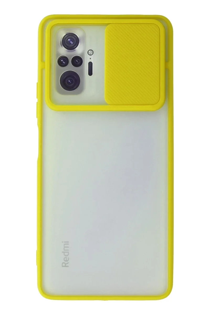 Xiaomi Redmi Note 10 Pro Kılıf Palm Buzlu Kamera Sürgülü Silikon - Sarı Xiaomi Redmi Note 10 Pro Kılıf Palm Buzlu Kamera Sürgülü Silikon - Sarı